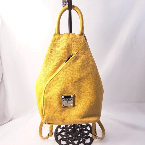 Valentina Bags Valentina Italia Genuine Leather Purse Backpack And Shoulder Bag Mustard